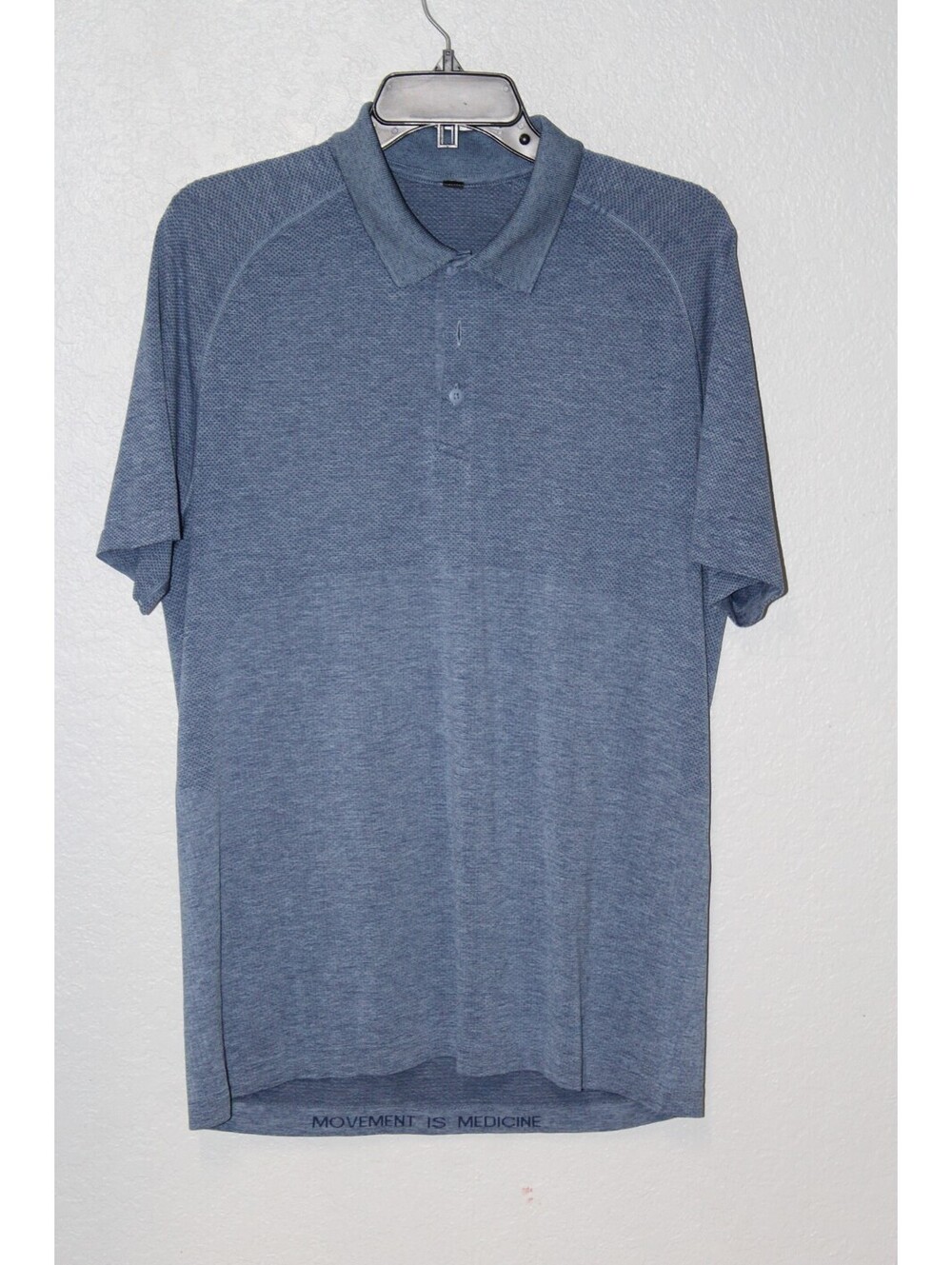 Lululemon Polo Shirt Metal Vent Tech Men LARGE S/S Blue Heathered Performance